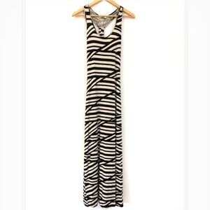 Calvin Klein Black and Cream Striped Racerback Maxi Dress, Size 8